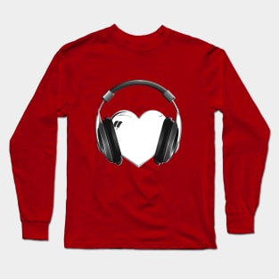heart music headphones Long Sleeve T-Shirt